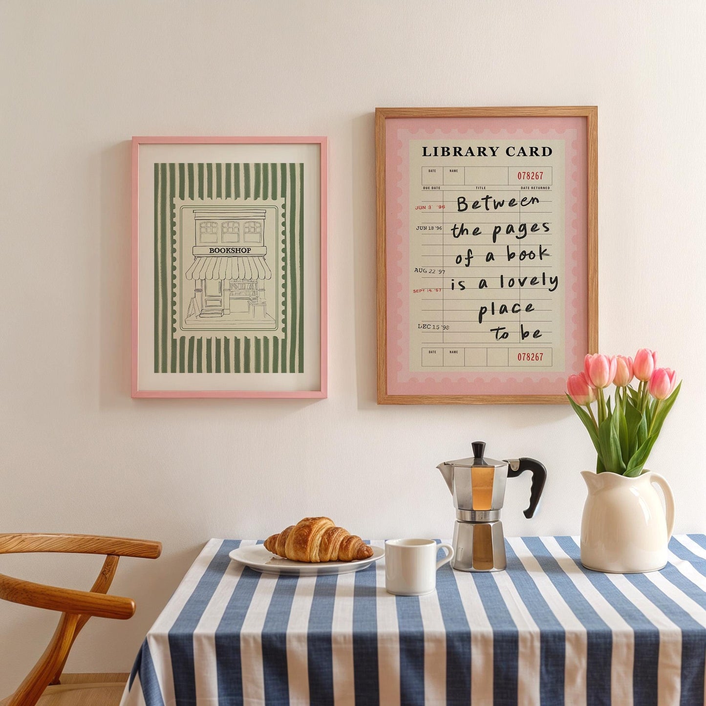 Bookshop Sketch Stripe Green
