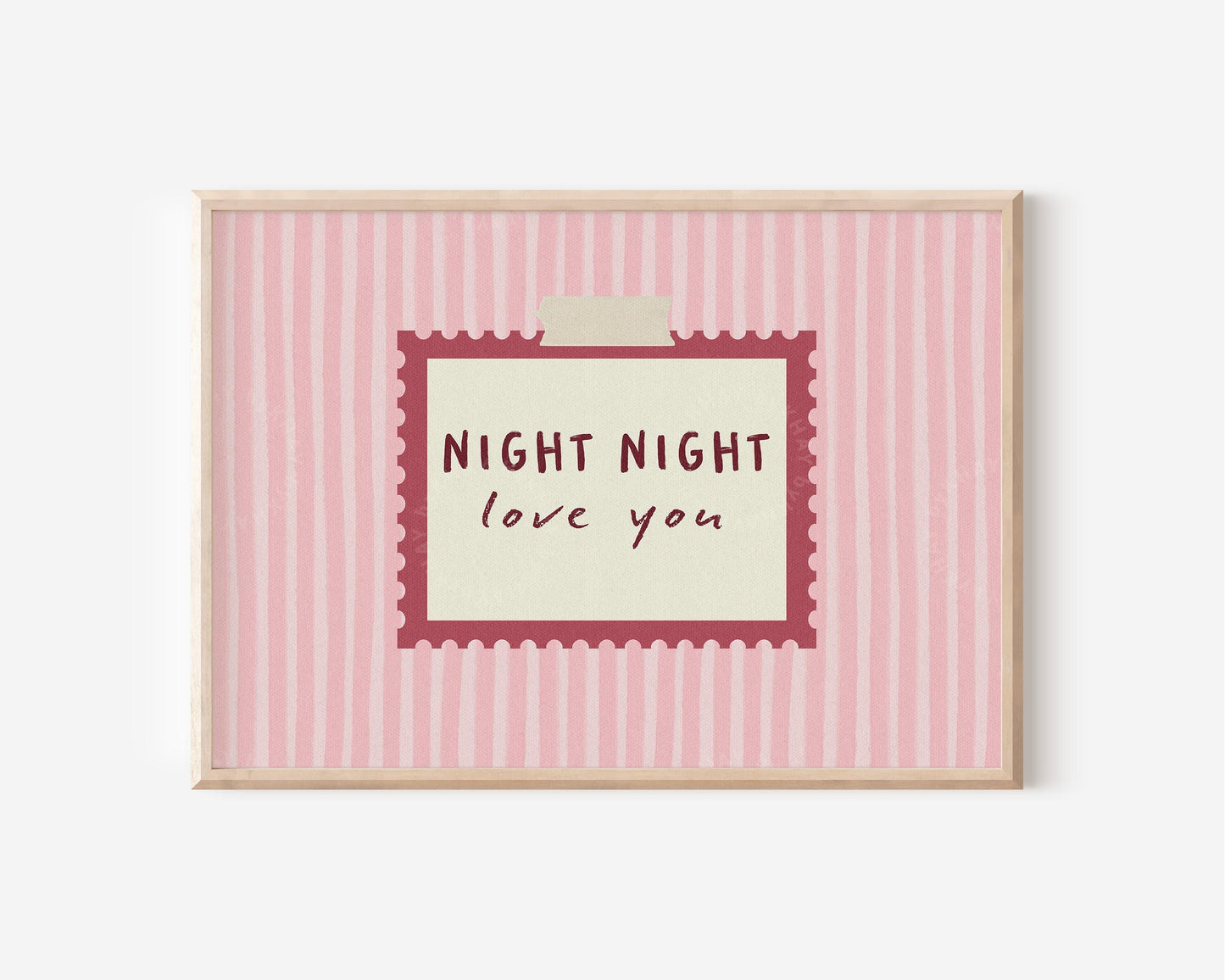 Night Night Love You Print Pink Stripe