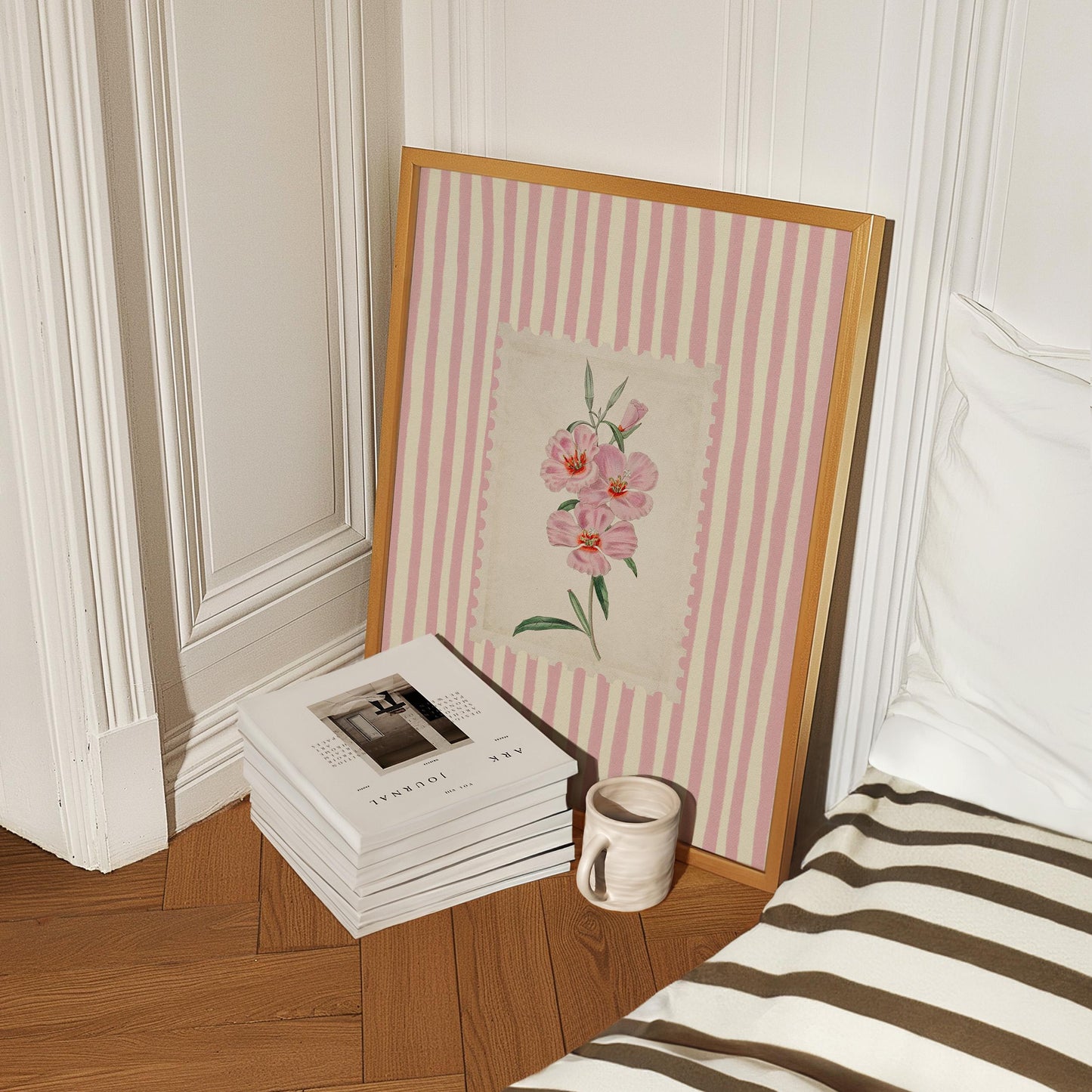 Floral Botanical Stripe Vintage Pink