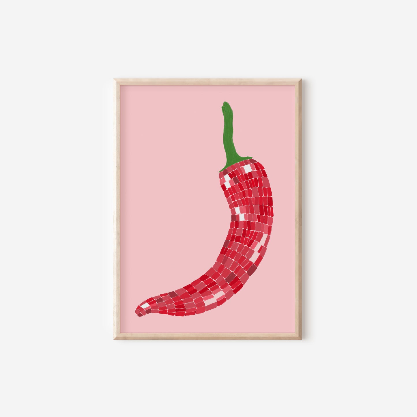a red chili pepper on a pink background