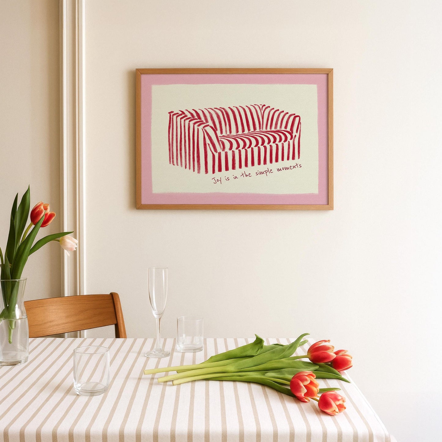 Joy Is In The Simple Moments Stripe Sofa