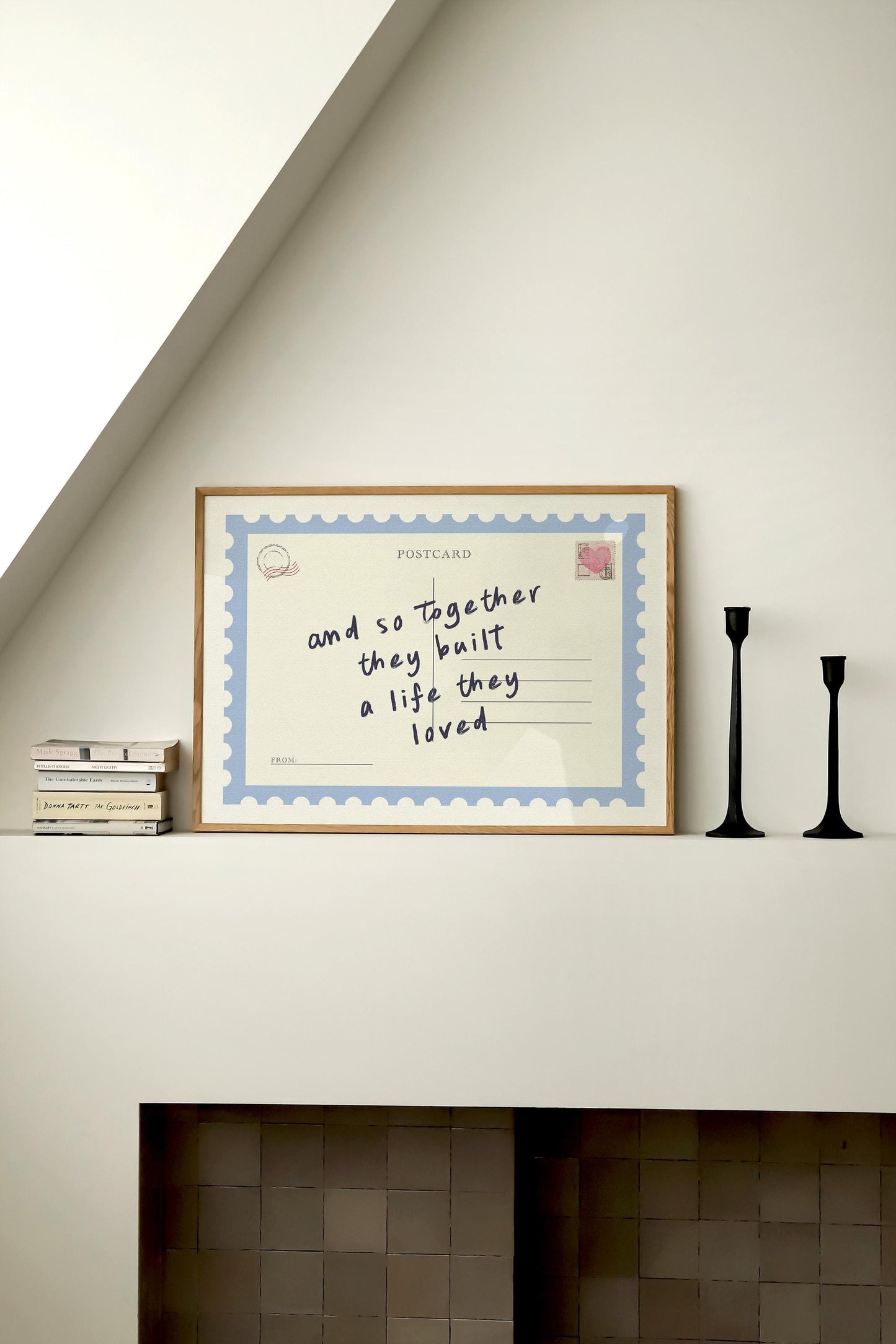 Together They Built A Life Postcard Blue