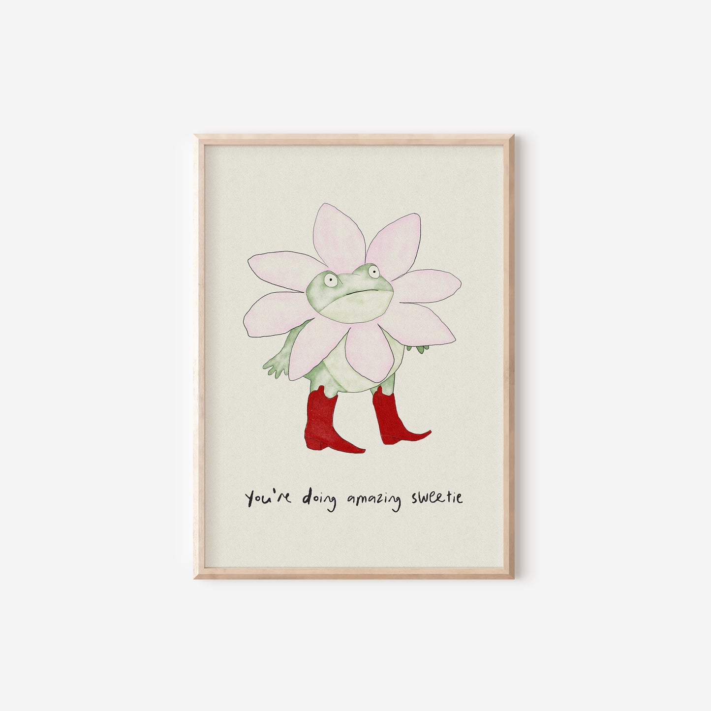 a picture of a flower with red boots