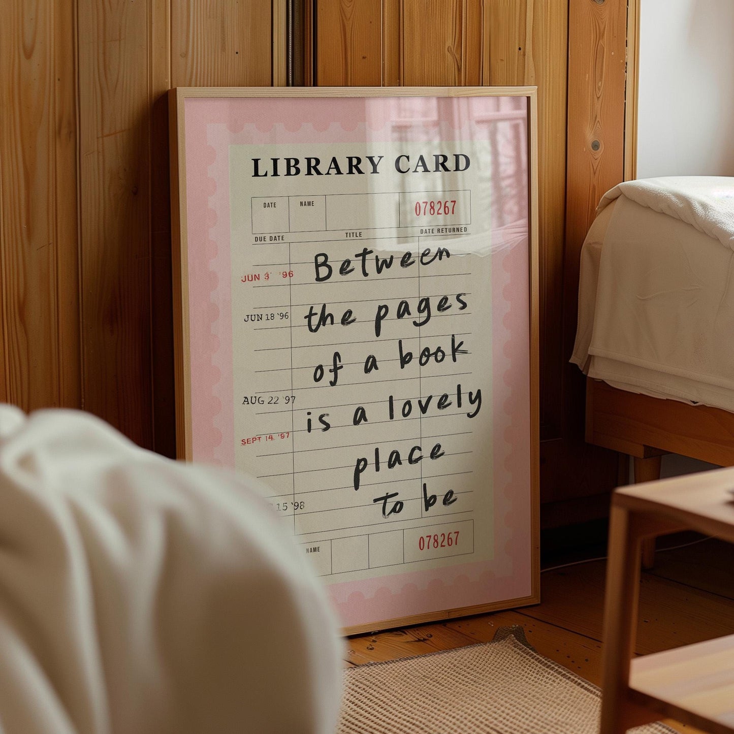 Between The Pages Library Card Pink