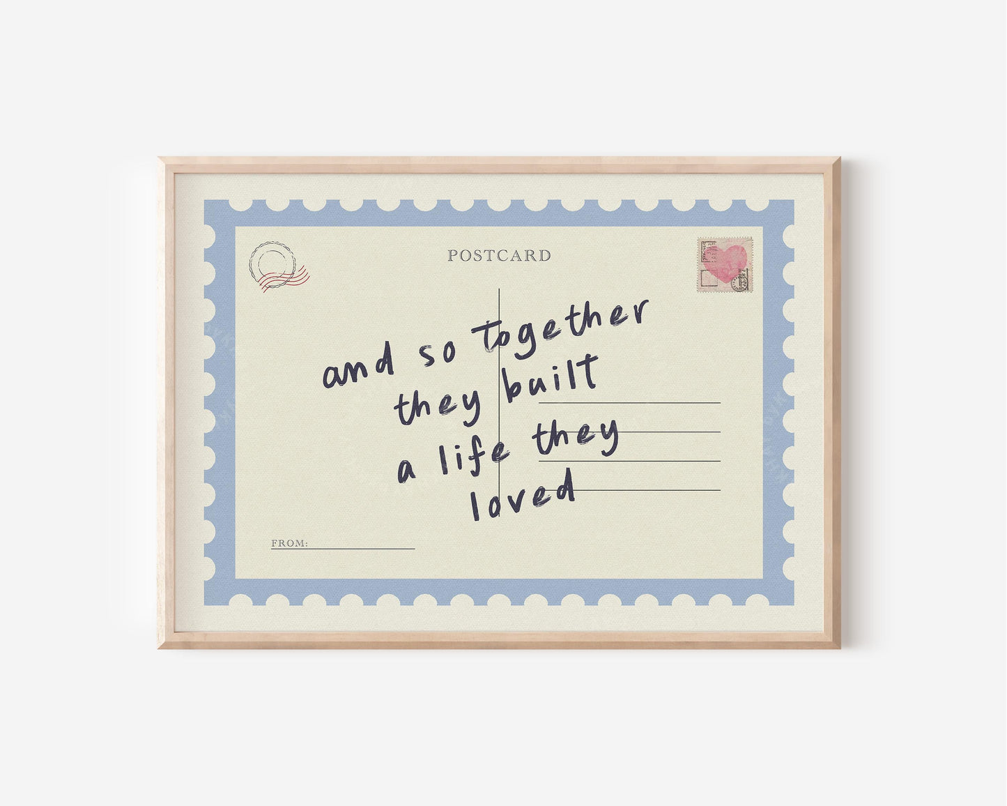 Together They Built A Life Postcard Blue