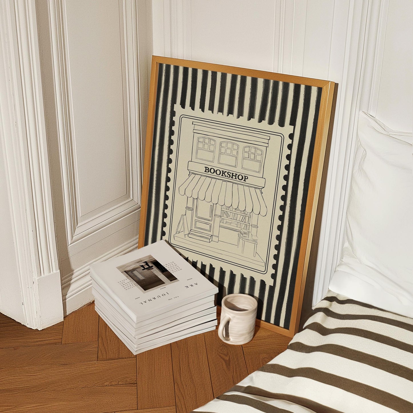 Bookshop Sketch Stripe Black