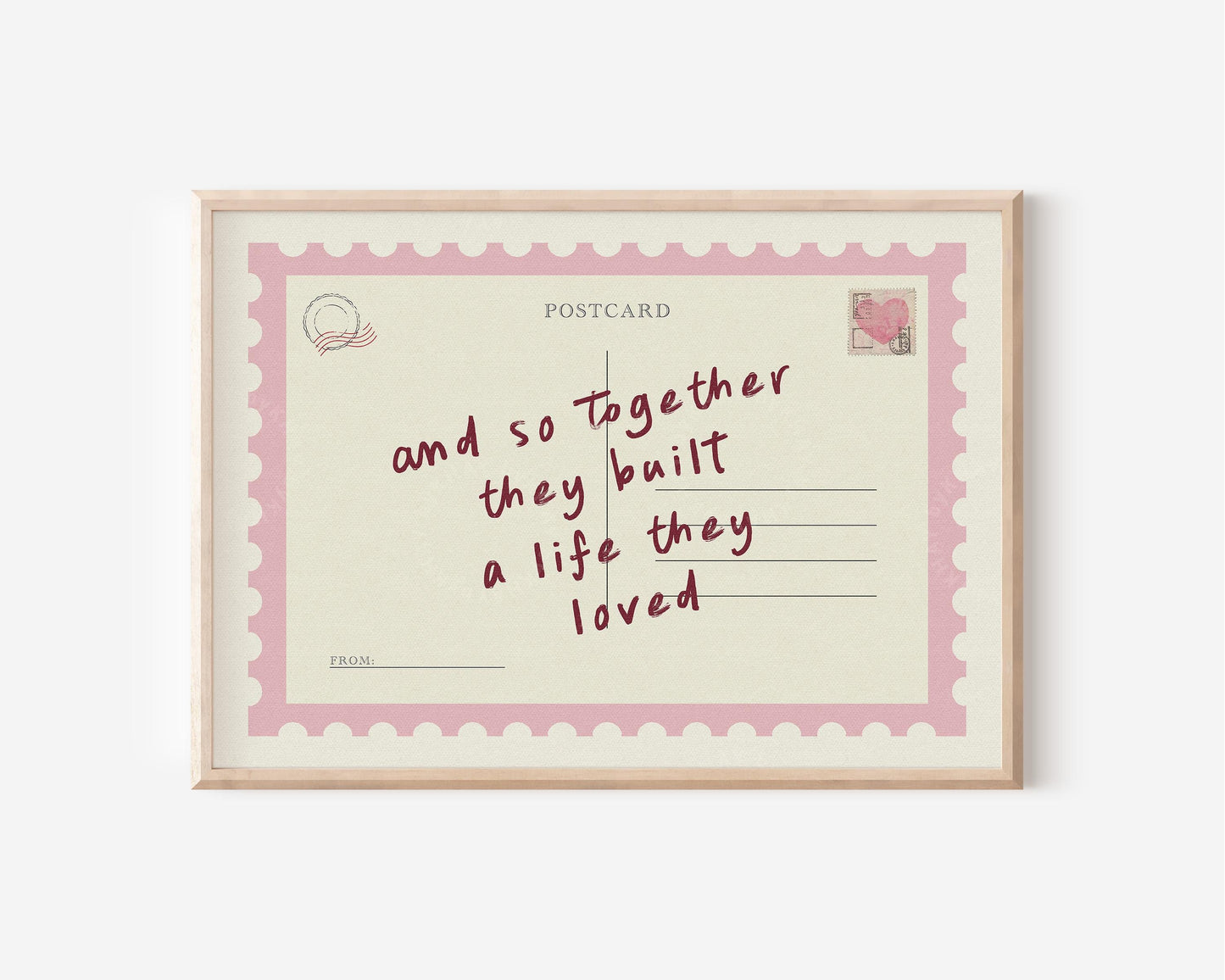 Together They Built A Life Postcard Pink