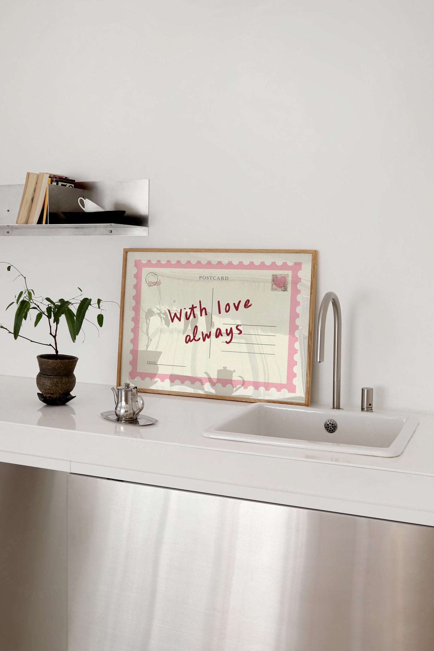 With Love Always Postcard Pink