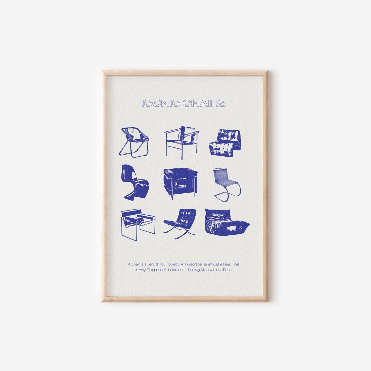 a framed poster with a bunch of chairs on it