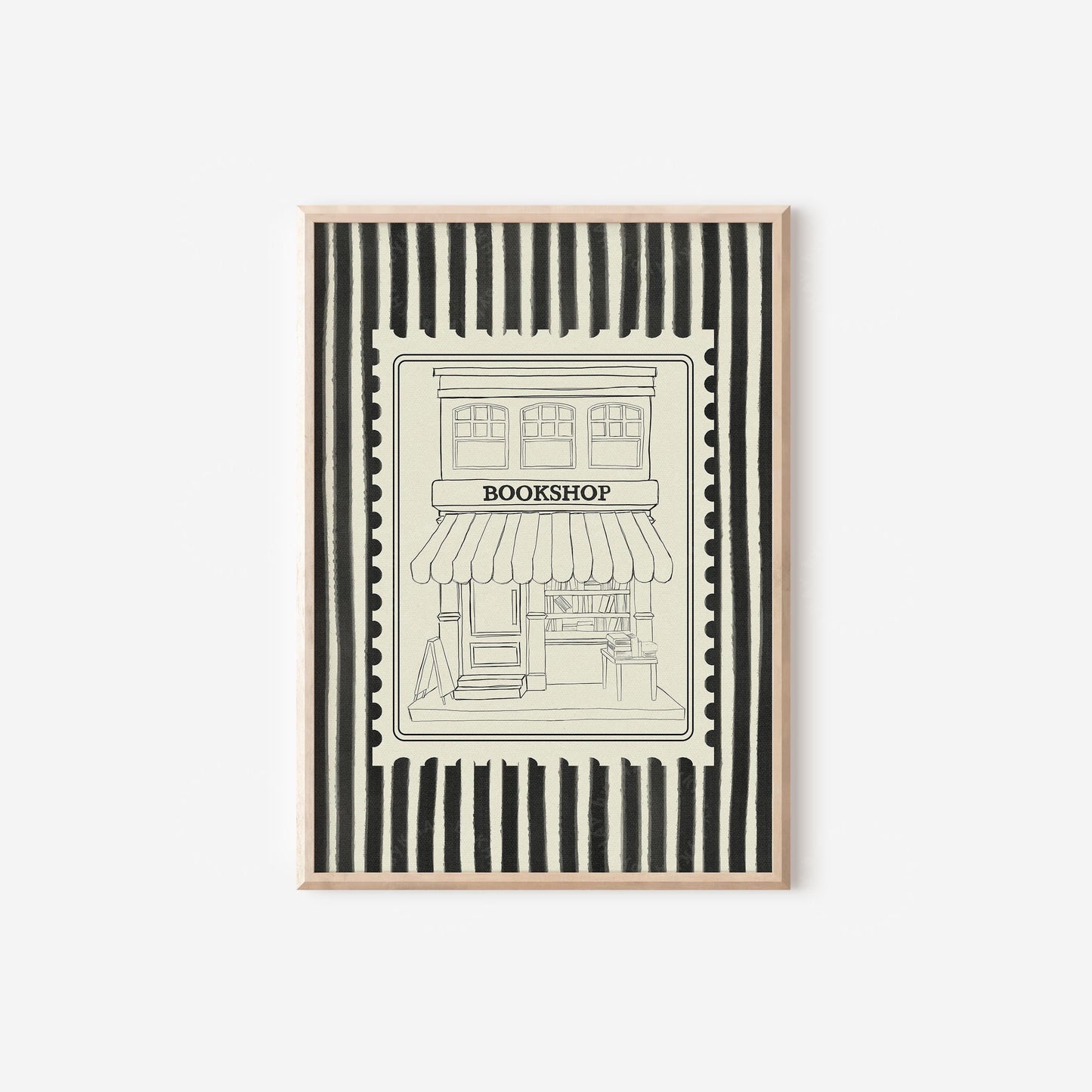 Bookshop Sketch Stripe Black