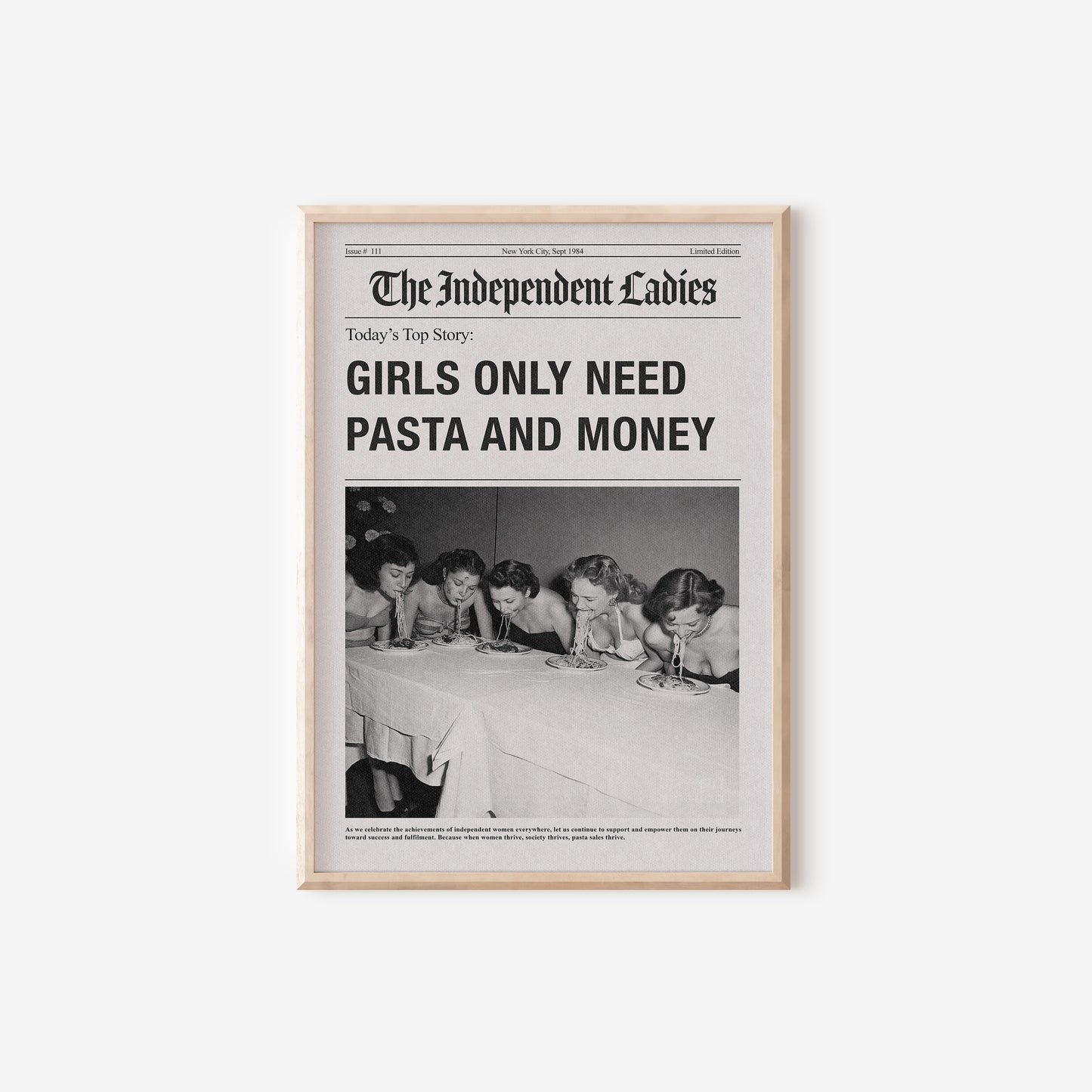 a newspaper article with a picture of girls on a table