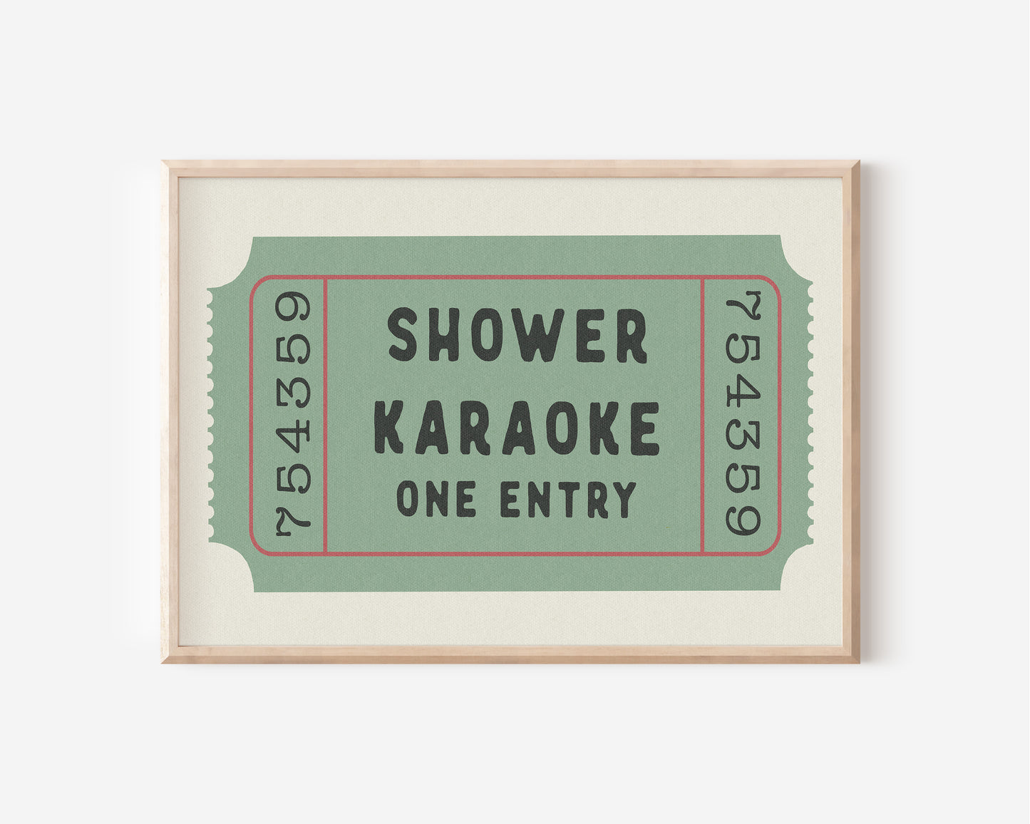 a green ticket with the words shower karaoke on it