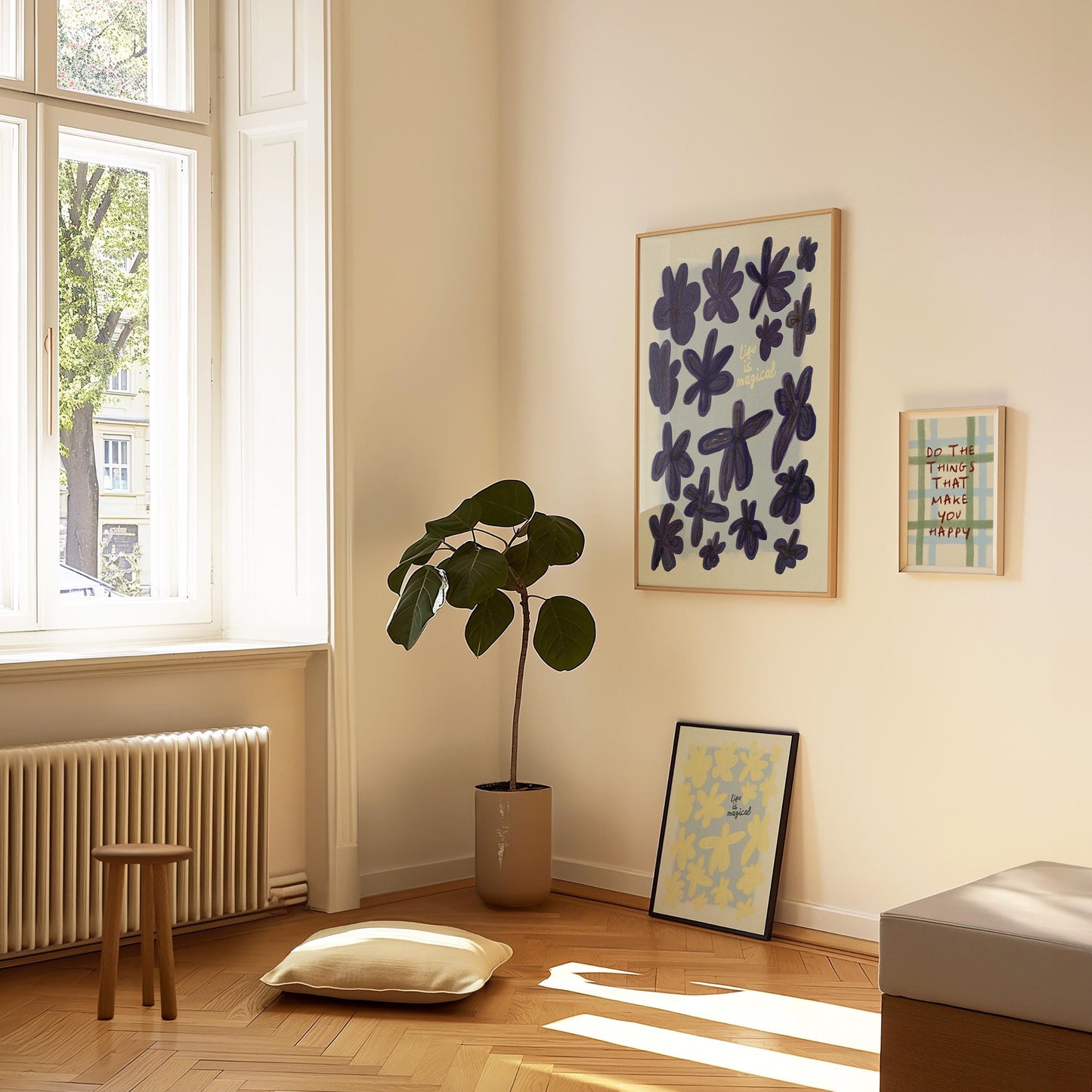 Life is Magical Flower Print Blue