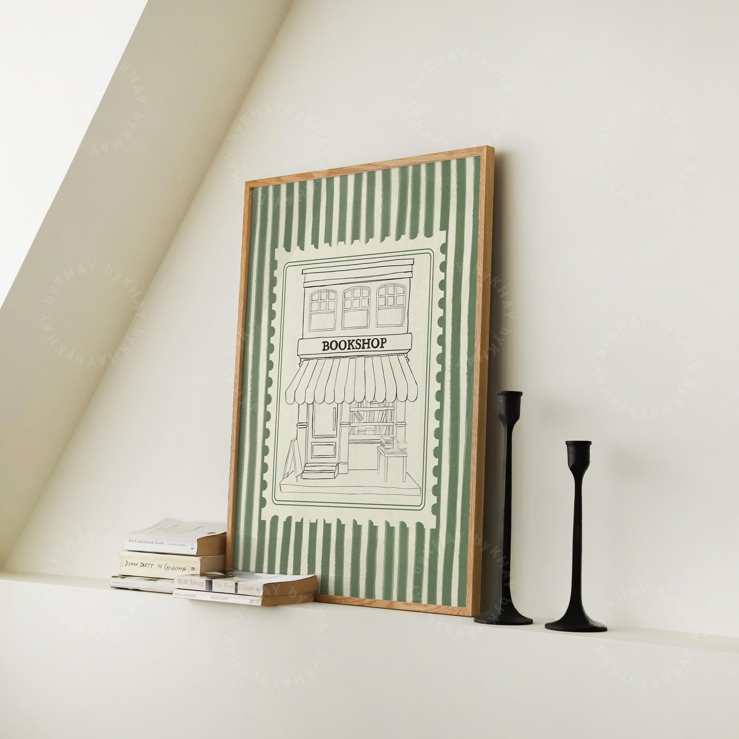 Bookshop Sketch Stripe Green