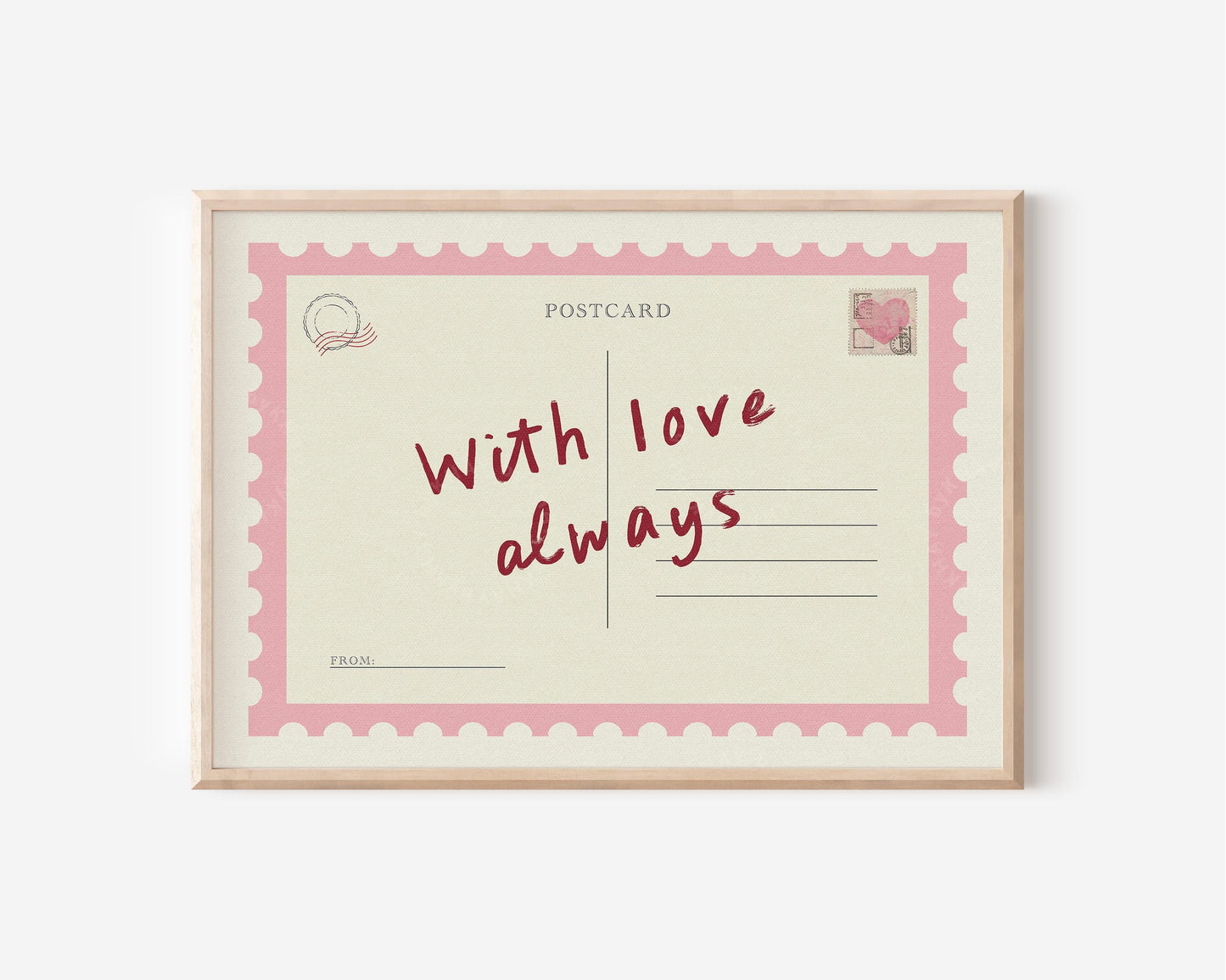 With Love Always Postcard Pink