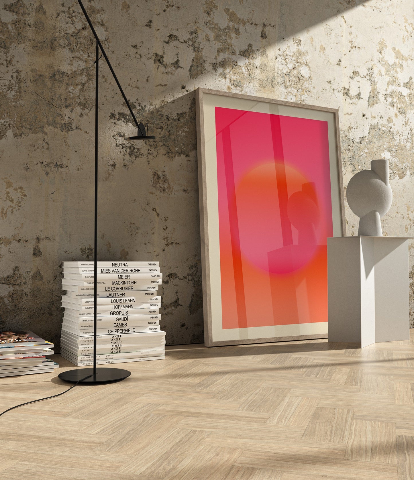 Hot Pink and Orange Sun Print