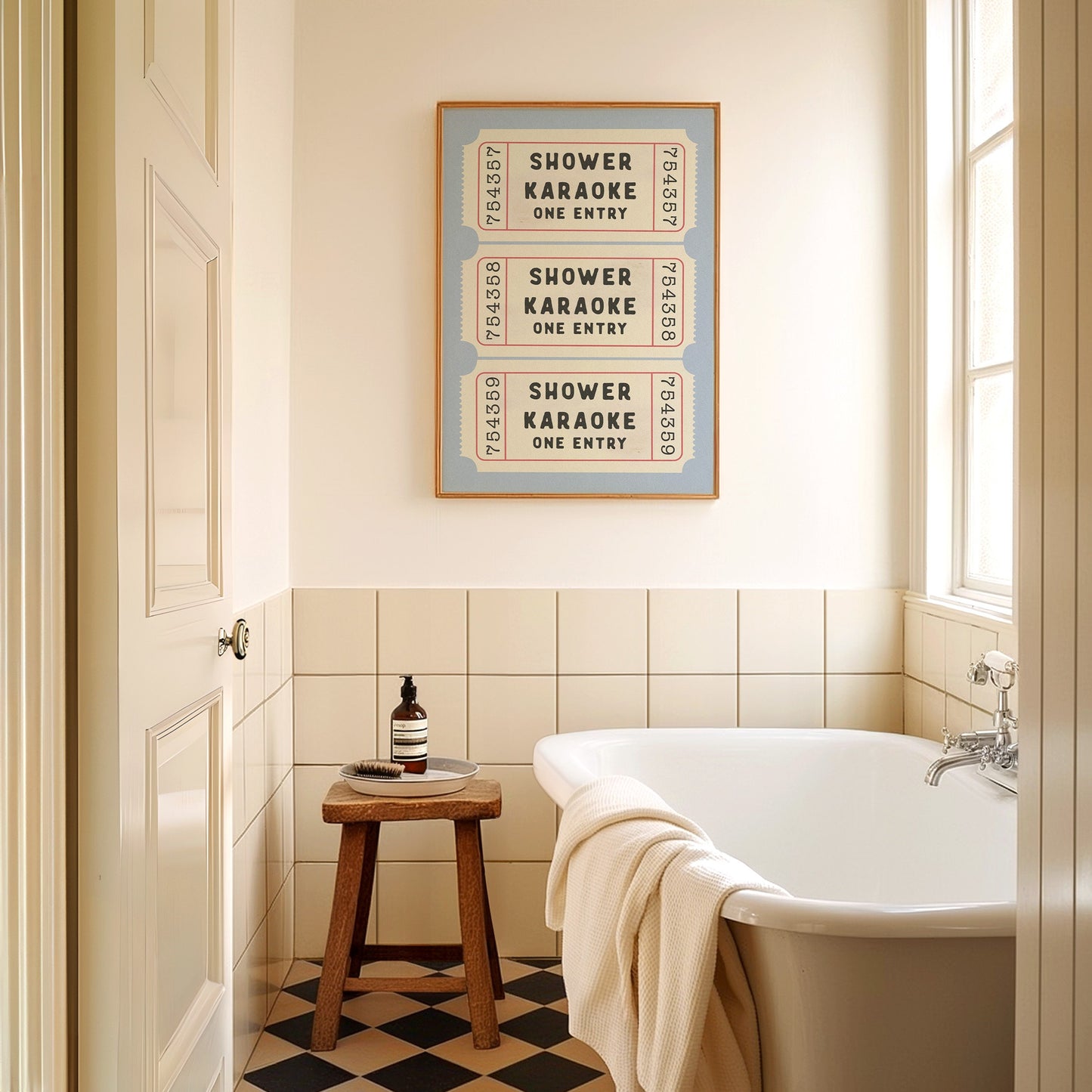 Shower Karaoke Ticket Print Blue