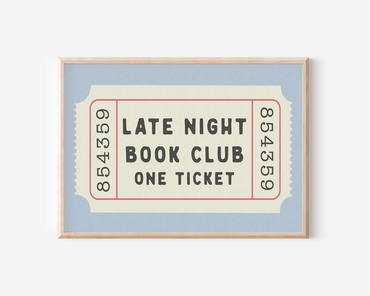Late Night Book Club Ticket Horizontal Print