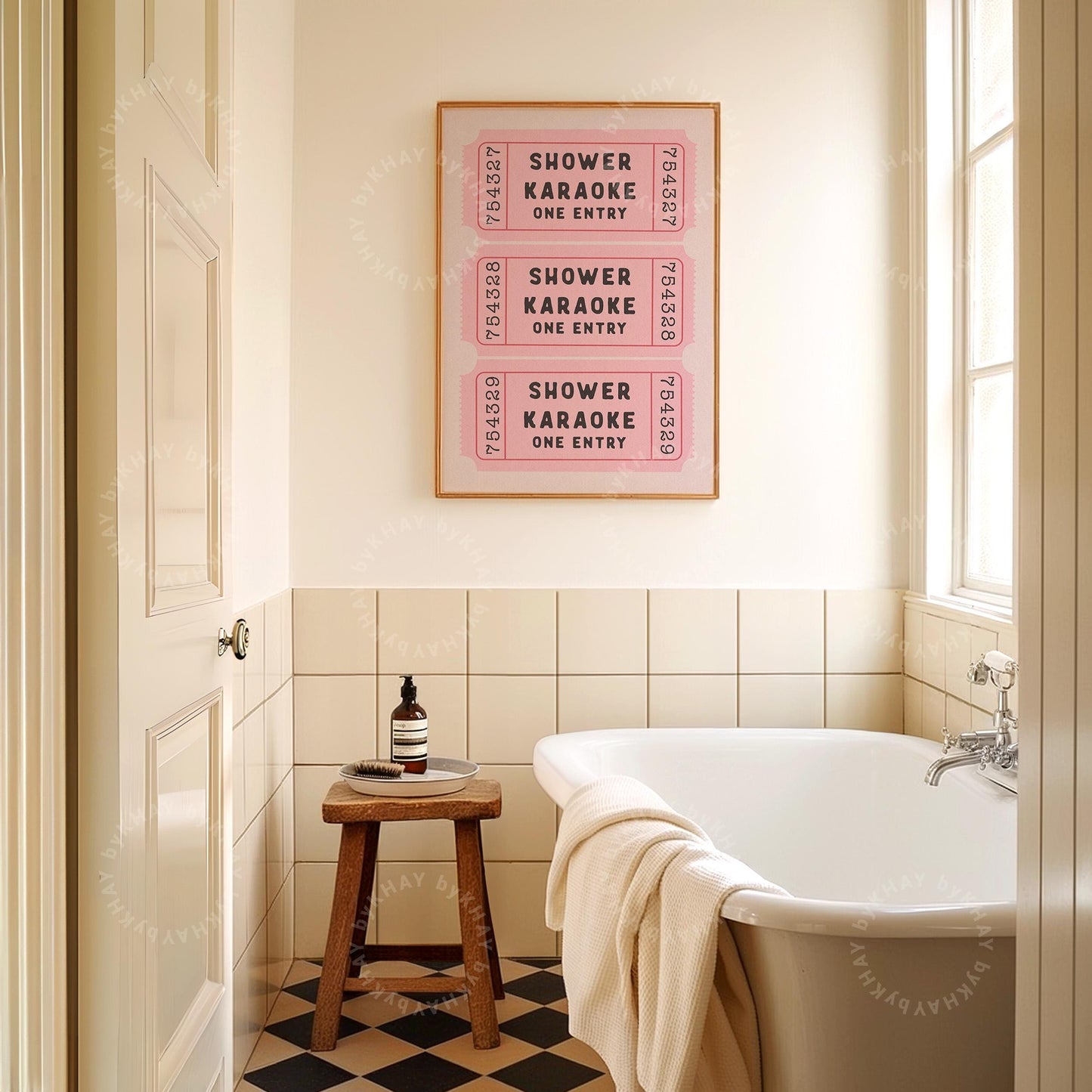 Shower Karaoke Ticket Print Pink