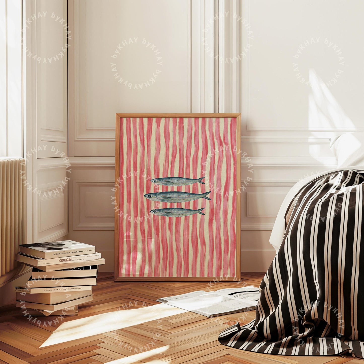 Sardines Fish Painted Stripe Print