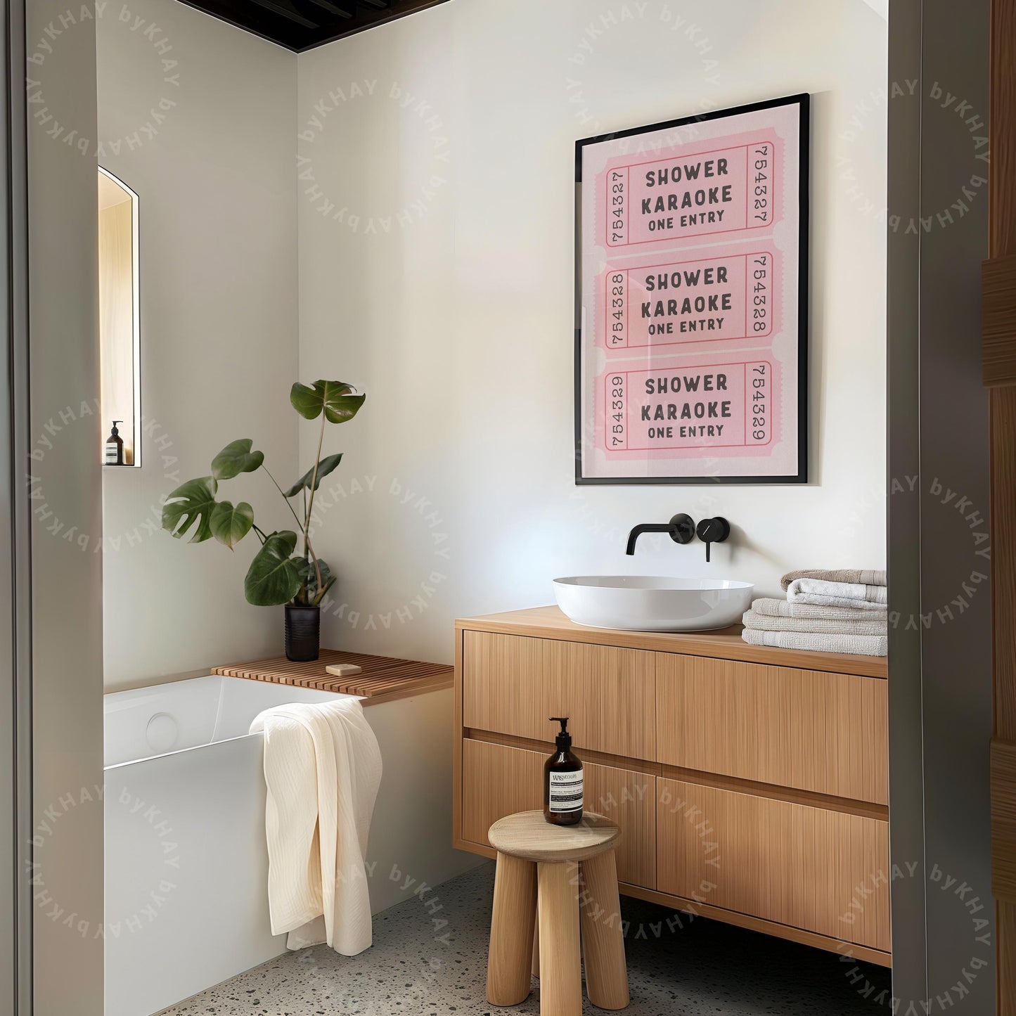 Shower Karaoke Ticket Print Pink