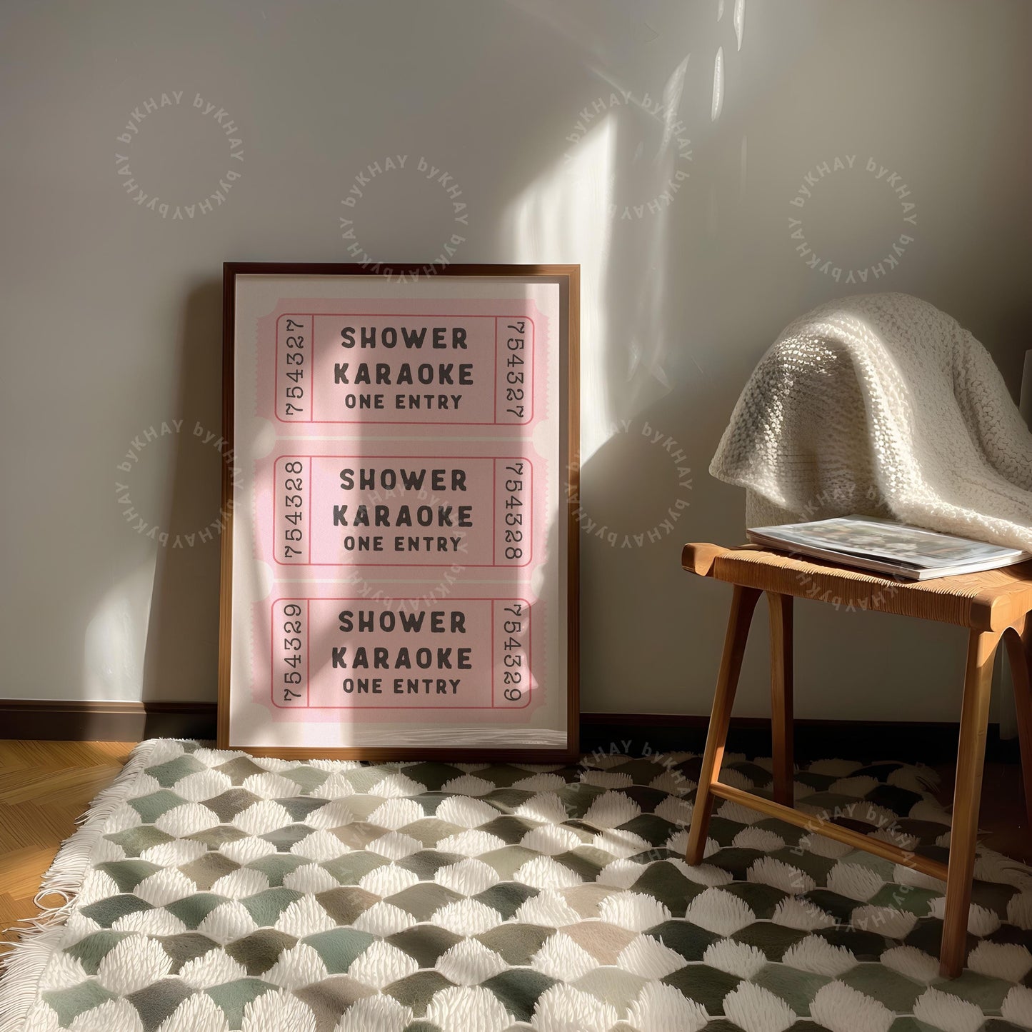 Shower Karaoke Ticket Print Pink