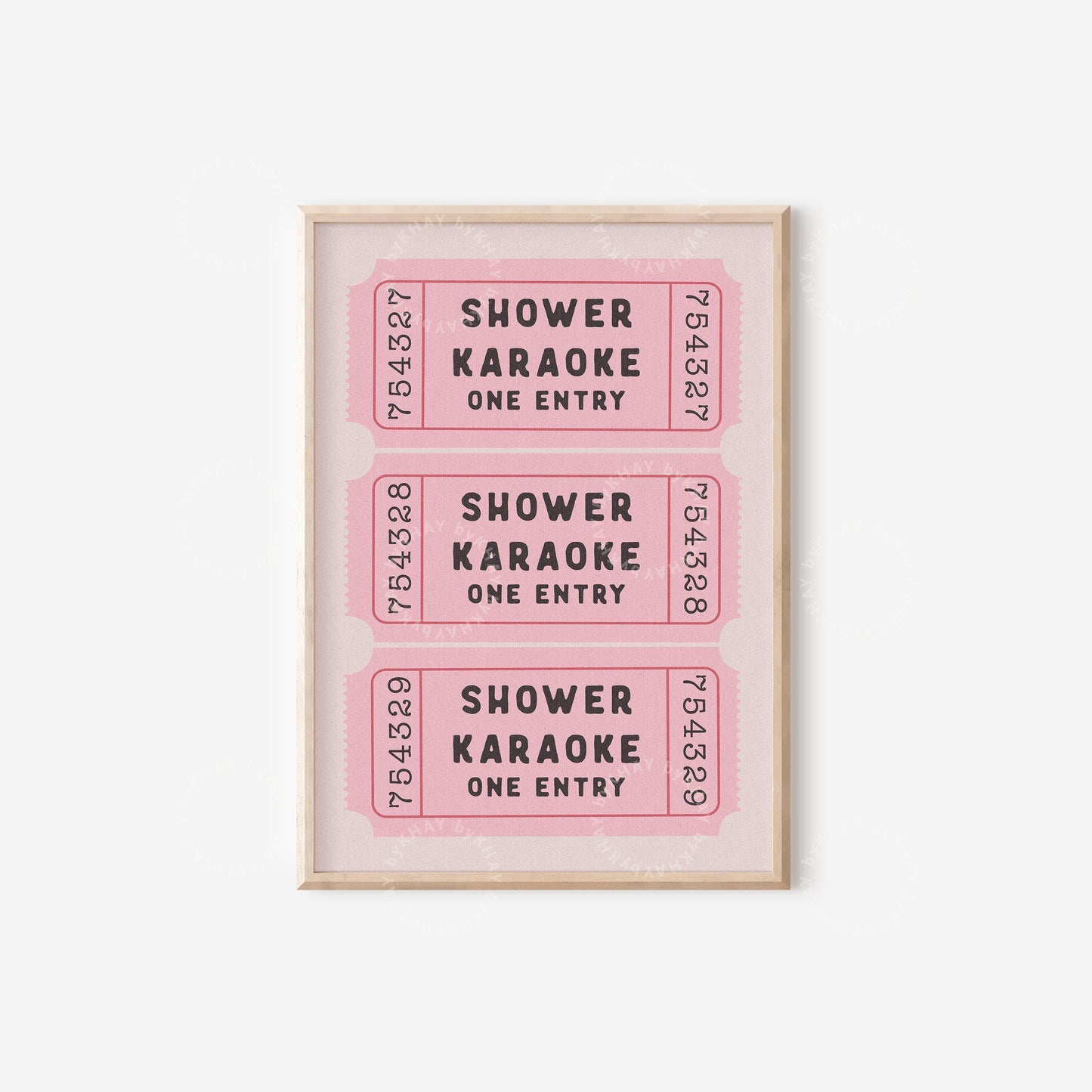 Shower Karaoke Ticket Print Pink