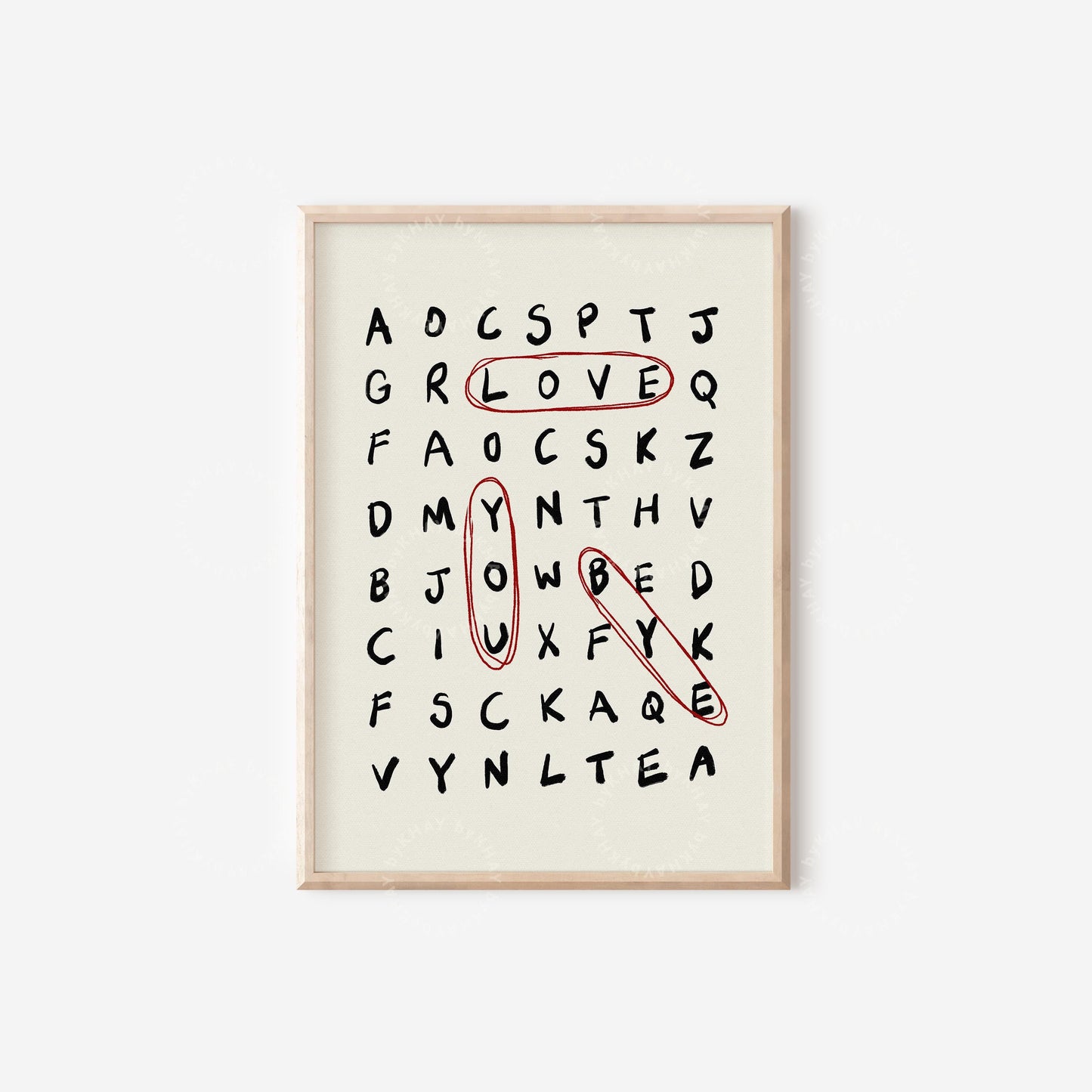 Love You Bye Crossword Print