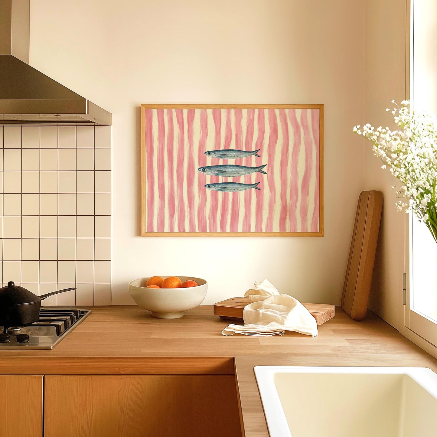 Sardines Fish Pink Stripe Horizontal