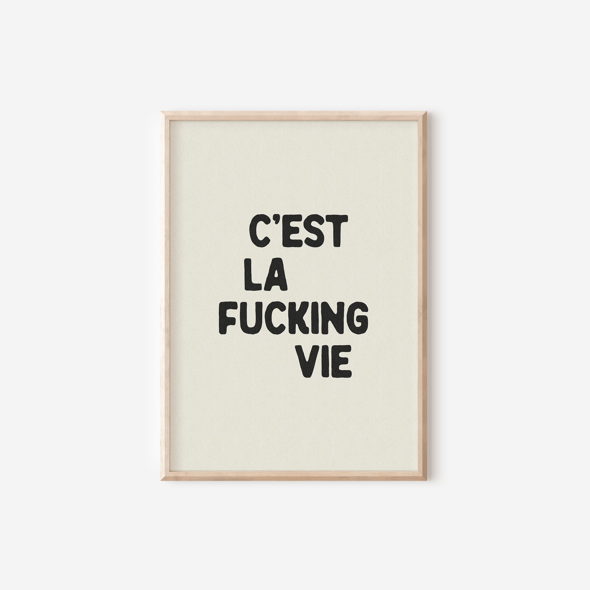 a black and white poster with the words cest la fucking vie