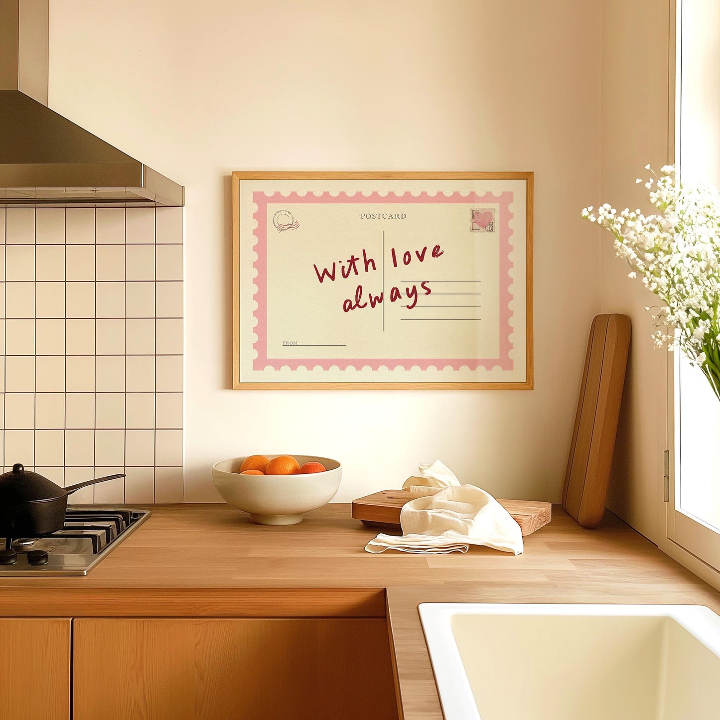 With Love Always Postcard Pink