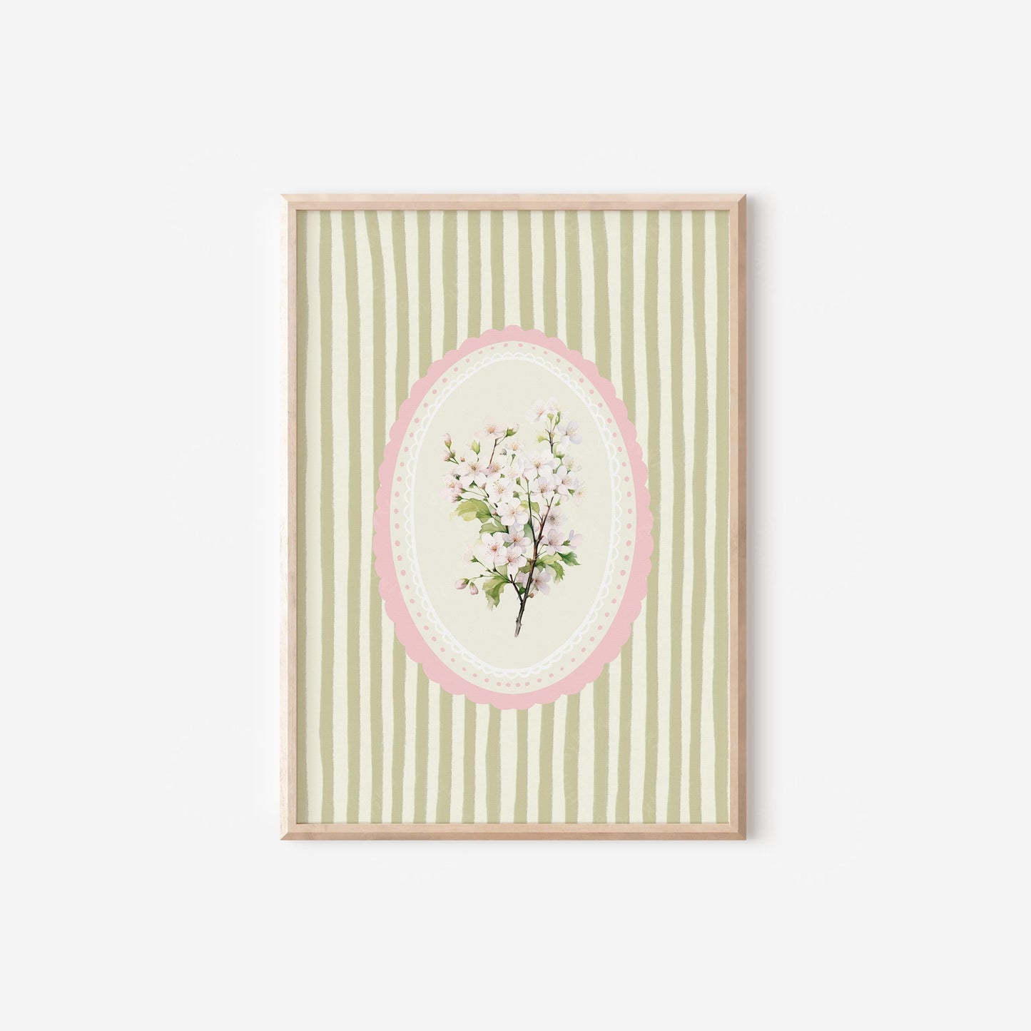 May Birth Flower Hawthorn Green Stripe