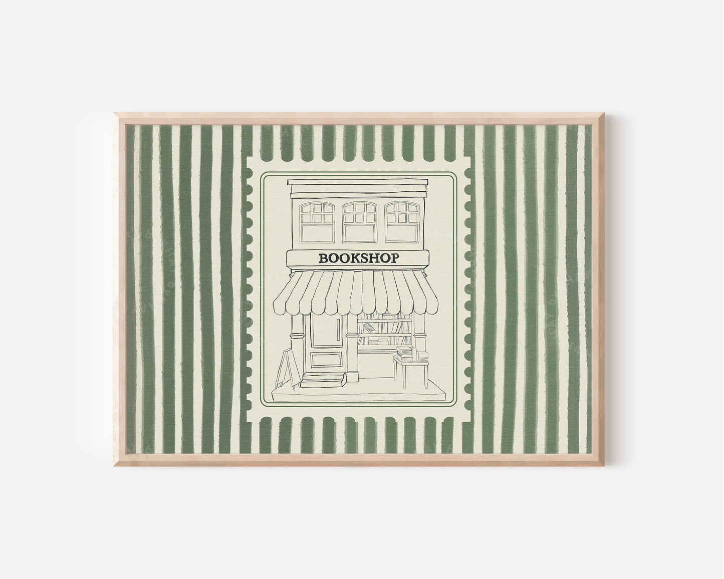 Bookshop Stripe Horizontal Green