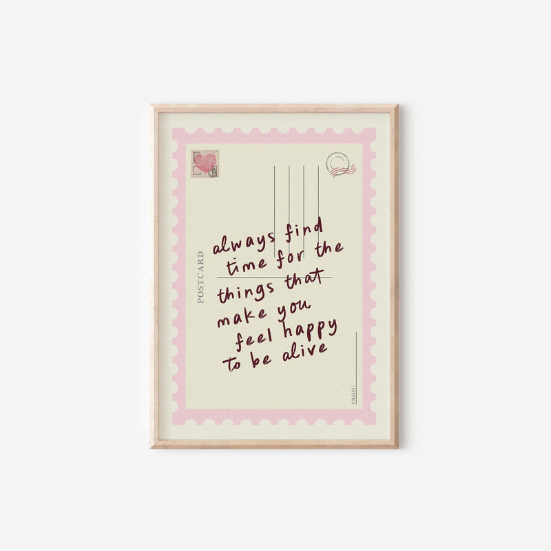 Always Find Time Postcard Pink