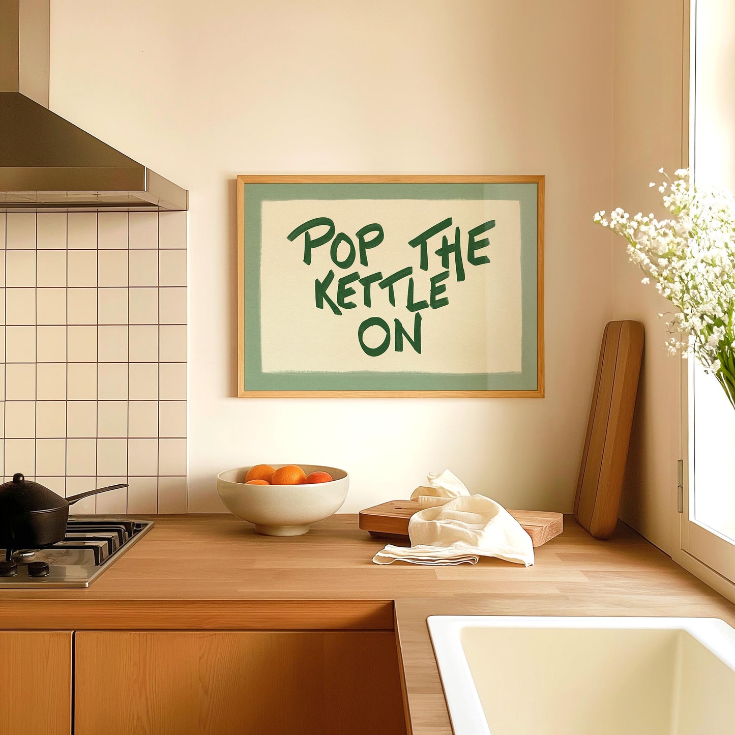 Pop The Kettle On Sage Green
