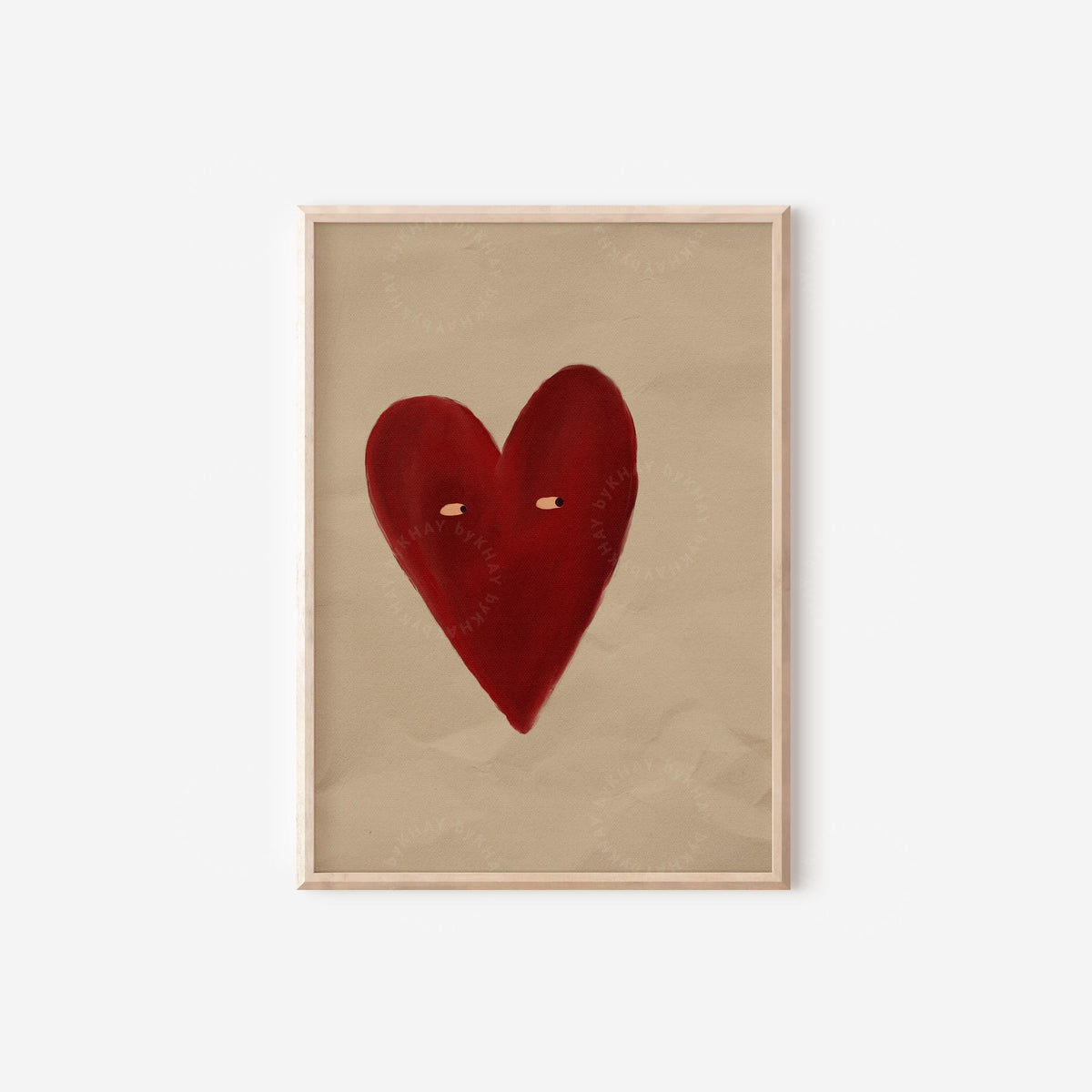 Love Heart Brown Red