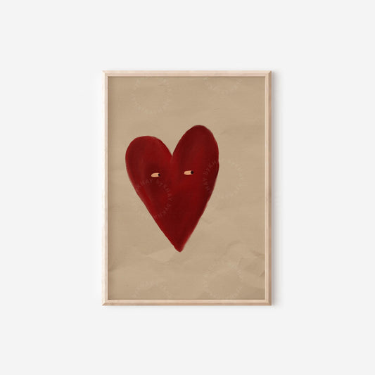 Love Heart Brown Red