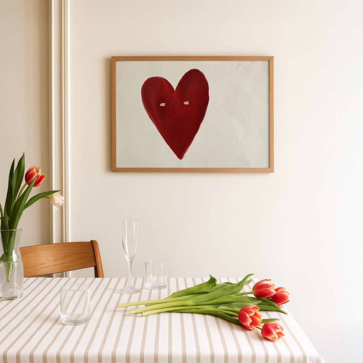 Love Heart Cream Red
