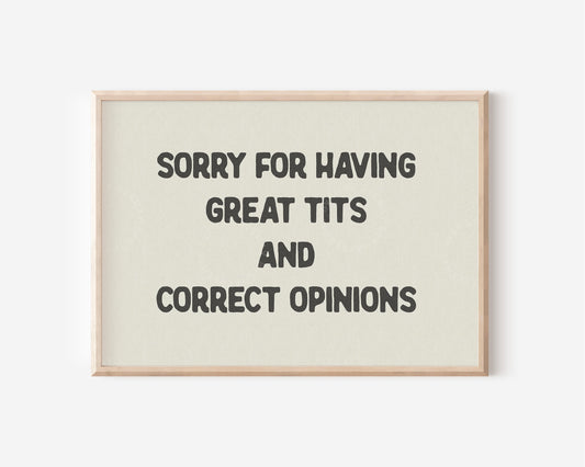 Sorry For Having Great Tits and Correct Opinions Horizontal