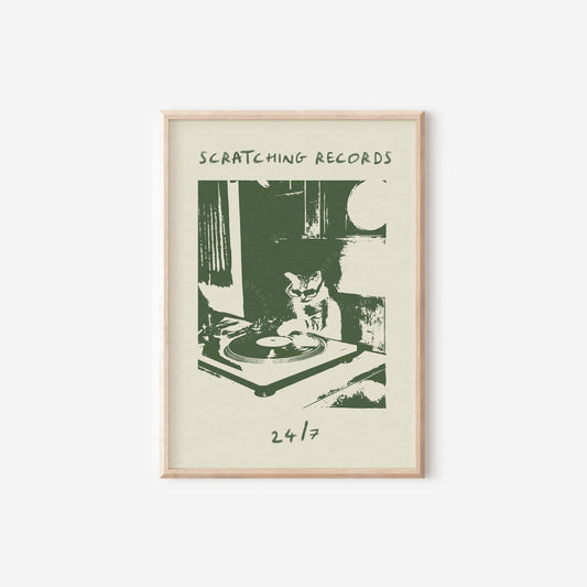 Scratching Records Cat Dj
