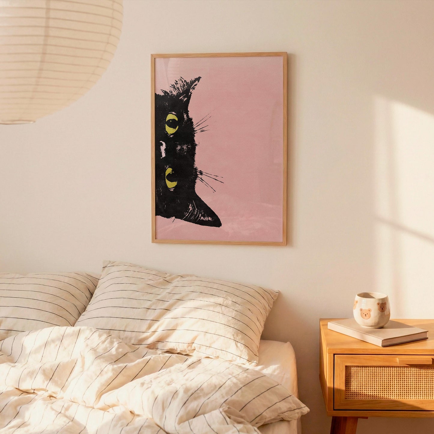 Peeking Black Cat Pink