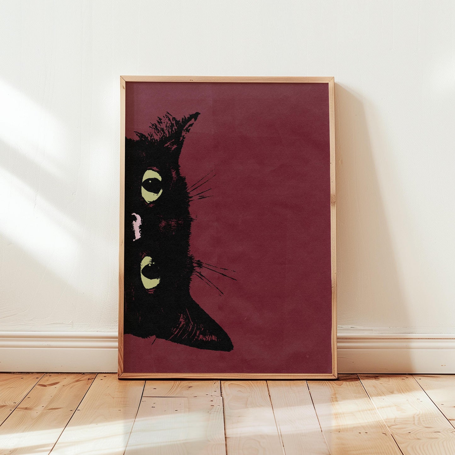 Peeking Black Cat Maroon