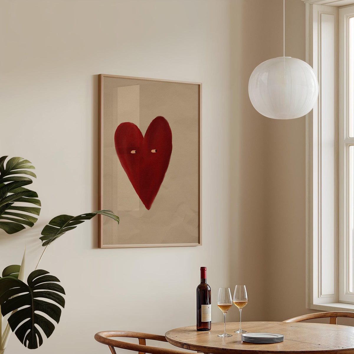 Love Heart Brown Red