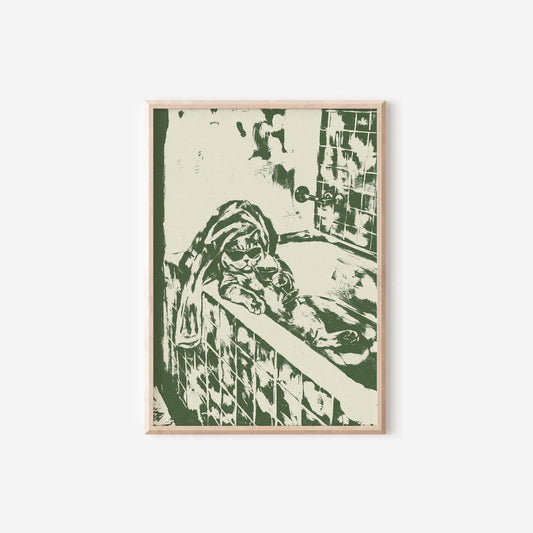 Cat in Bath Wine Party Green