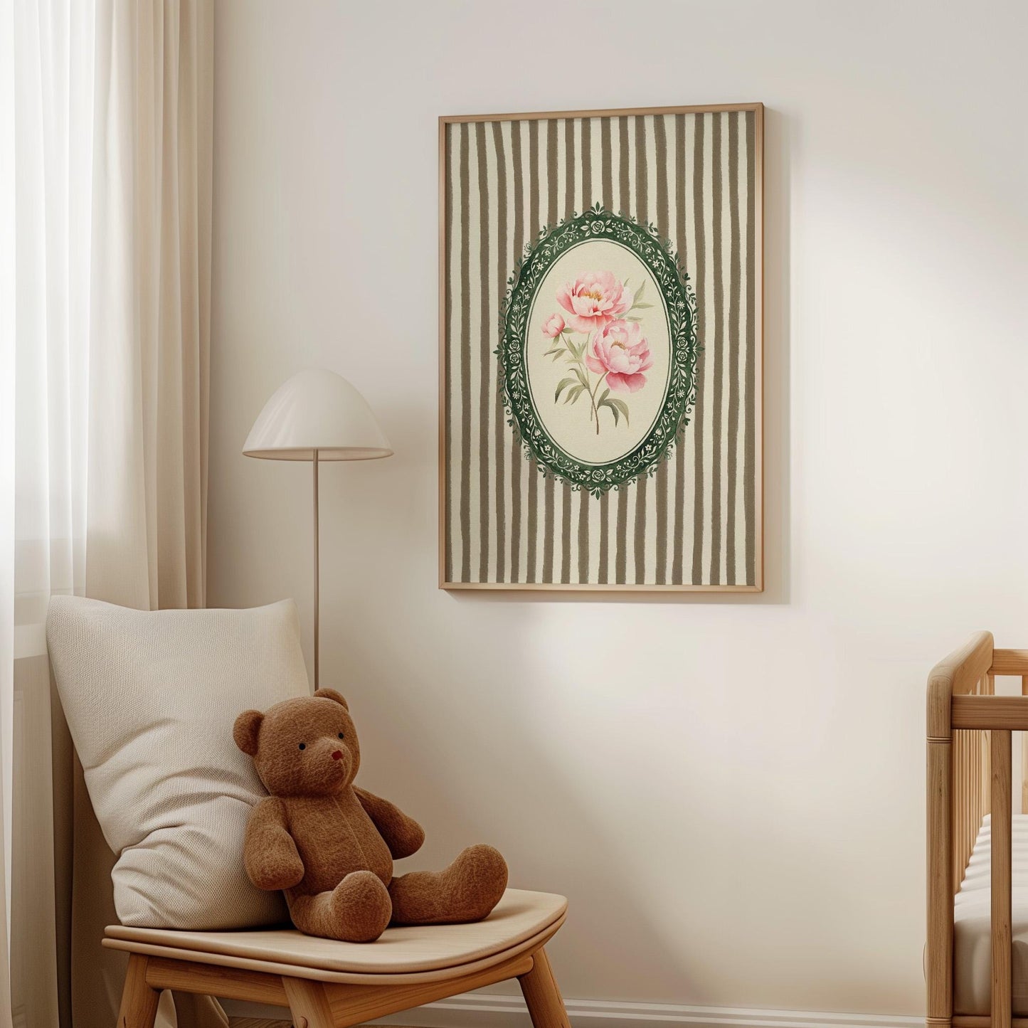 November Birth Flower Peony Green Stripe