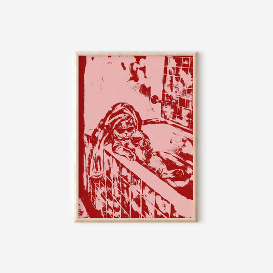 Cat in Bath Wine Party Pink Red