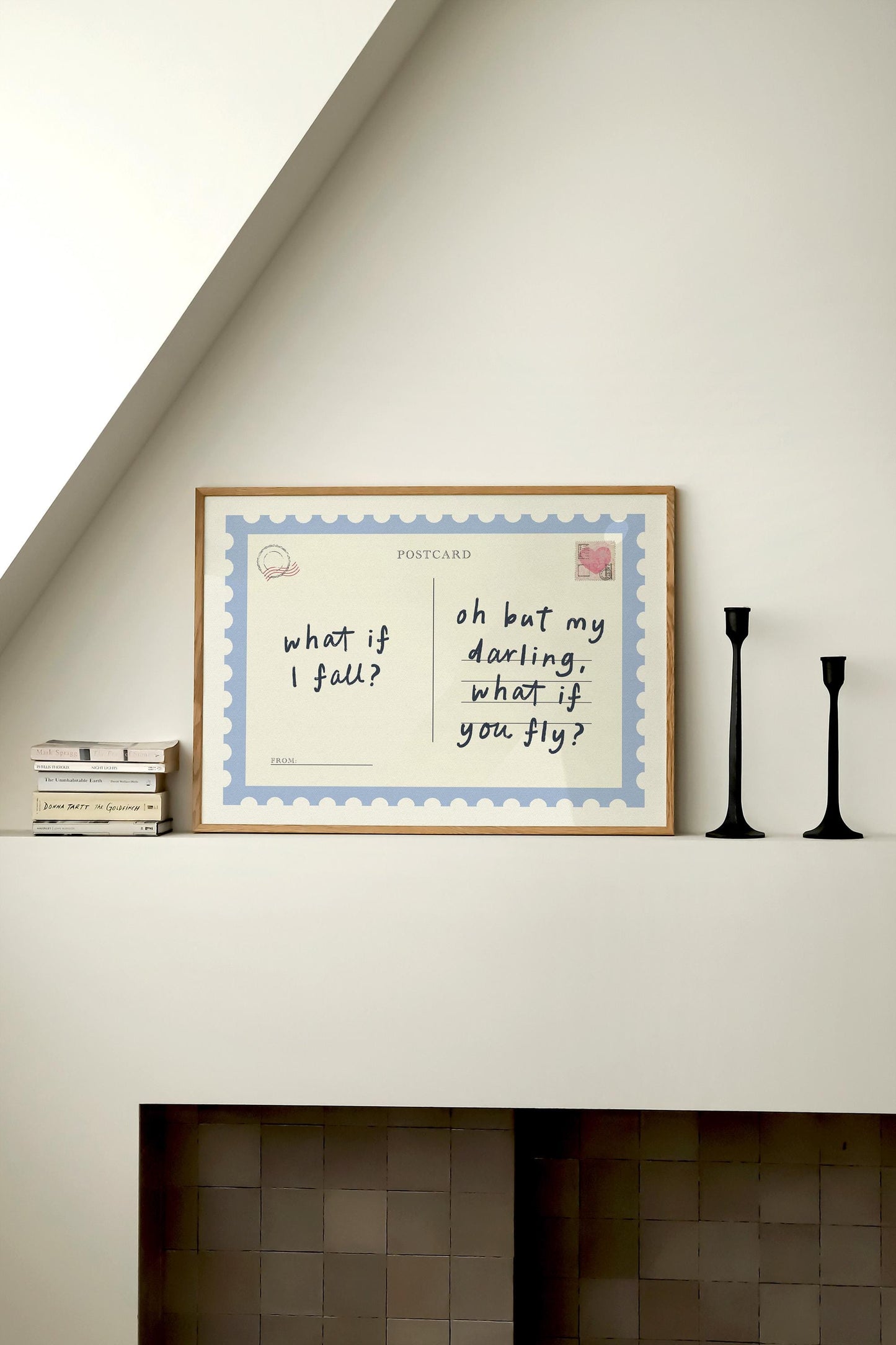 What If I Fall Postcard Blue