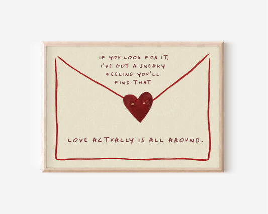 Love Actually Is All Around Love Letter Red
