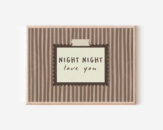 Night Night Love You Print Brown
