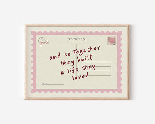 Together They Built A Life Postcard Pink